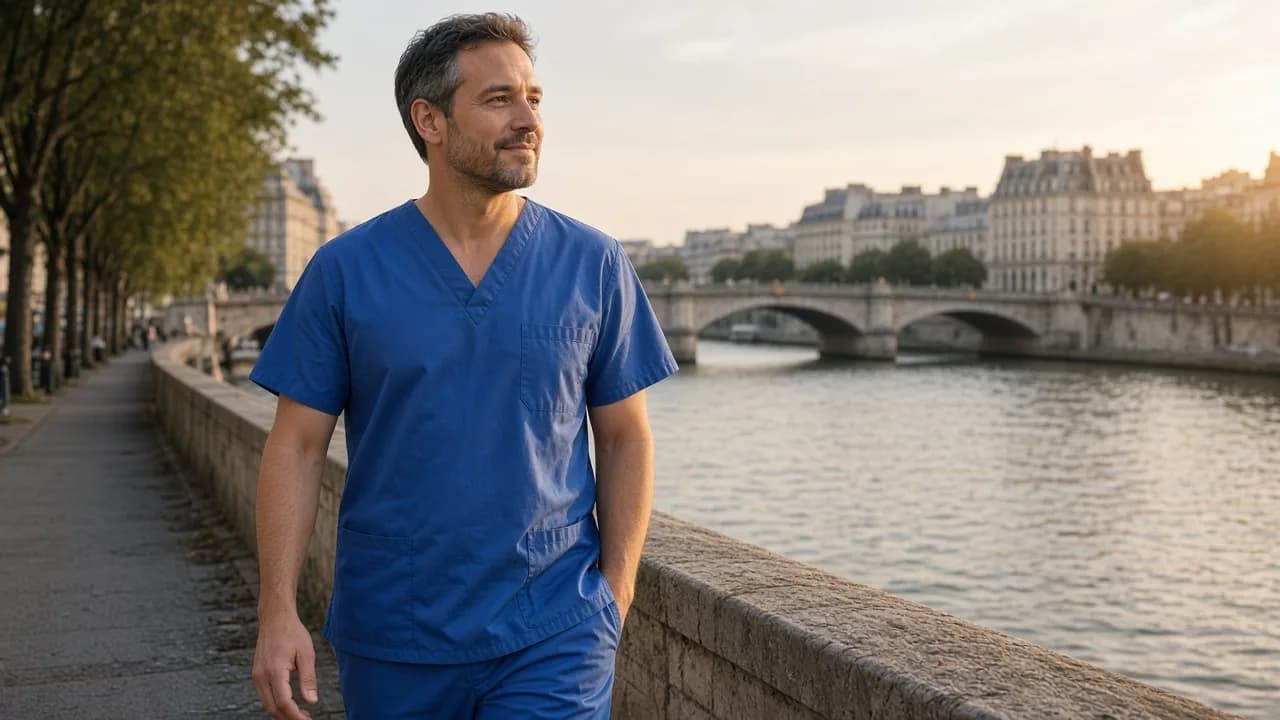 Chirurgien quittant le bloc opératoire pour retrouver du temps pour ses passions, comme le golf